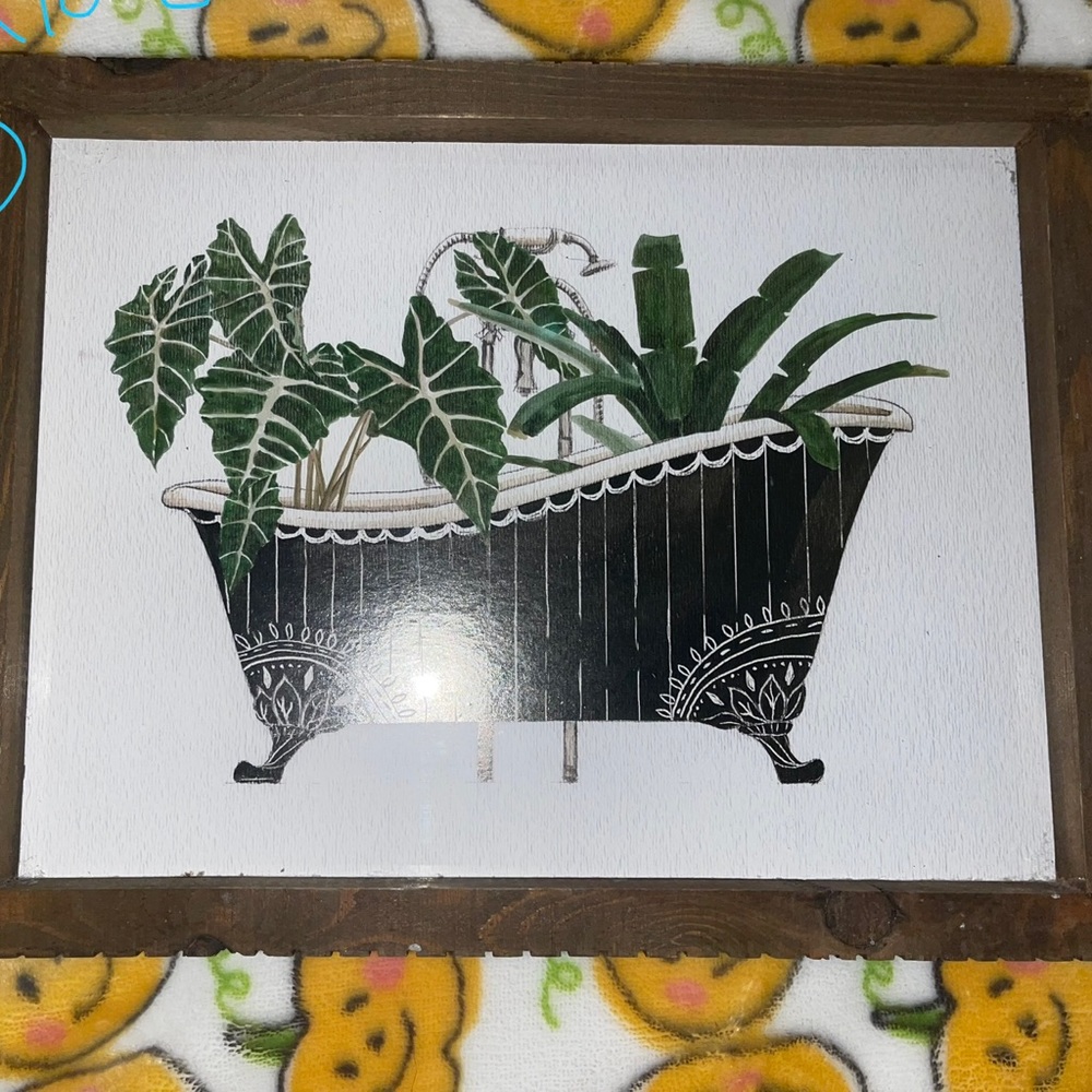 Bathroom artwork with frame